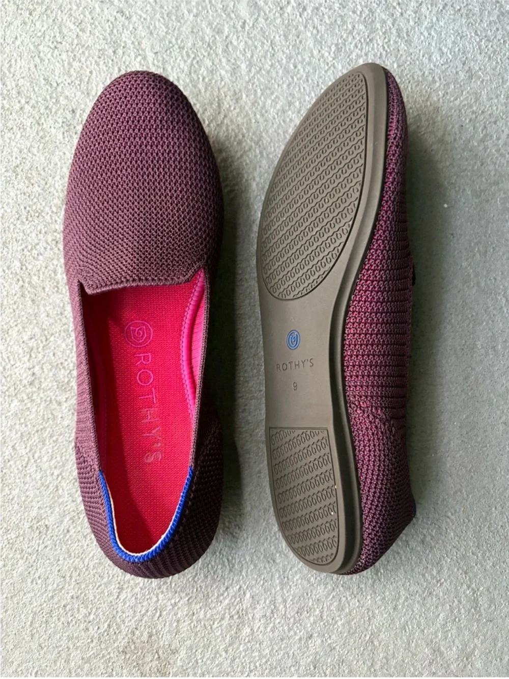 Rothy’s The Loafer Berry Lattice Flats Size 9 Maroon Purple Burgundy Rothy flat
